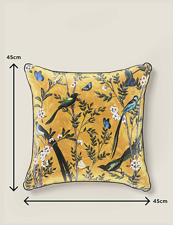 Velvet Spring Bird Cushion