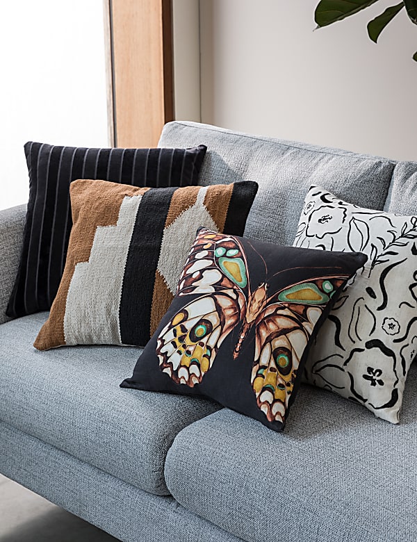 Pure Cotton Butterfly Print Cushion Cushions M S GR