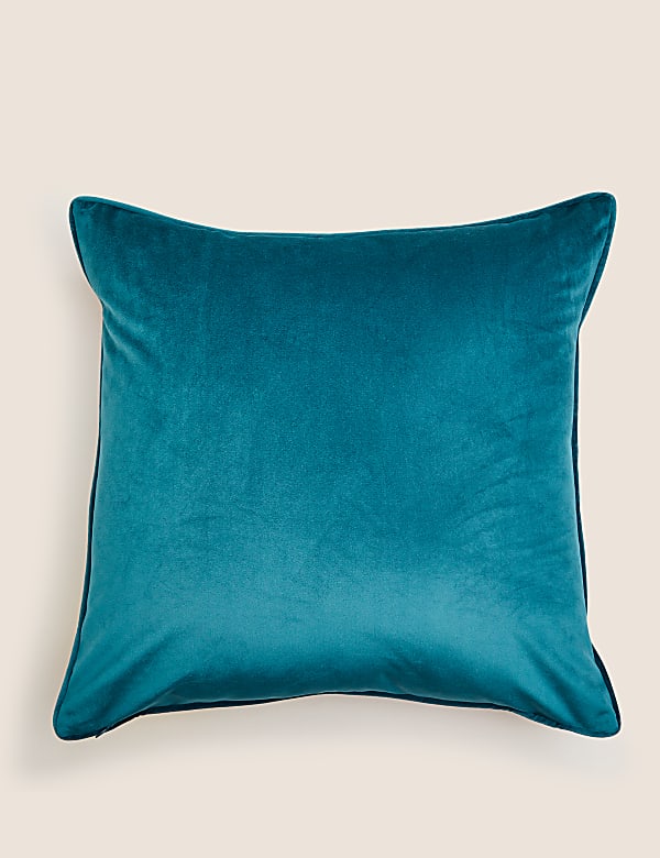 Velvet Peacock Embroidered Cushion