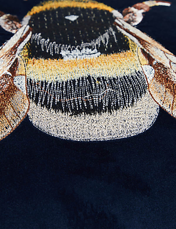 Velvet Bee Embroidered Cushion