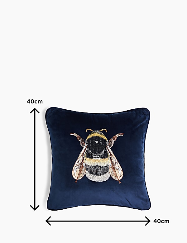 Velvet Bee Embroidered Cushion