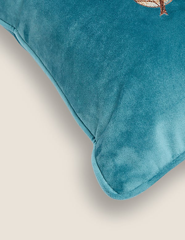Velvet Bee Embroidered Cushion