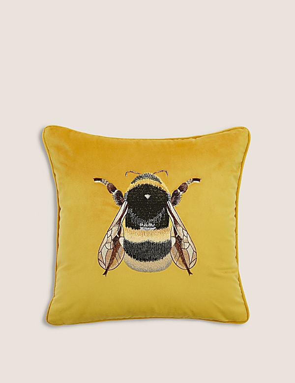 Velvet Bee Embroidered Cushion - MV