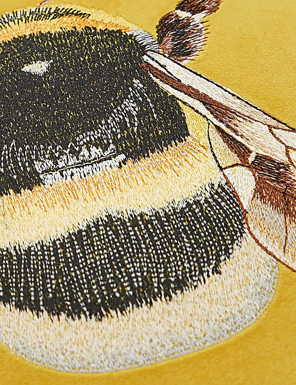 Velvet Bee Embroidered Cushion