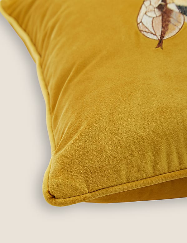 Velvet Bee Embroidered Cushion
