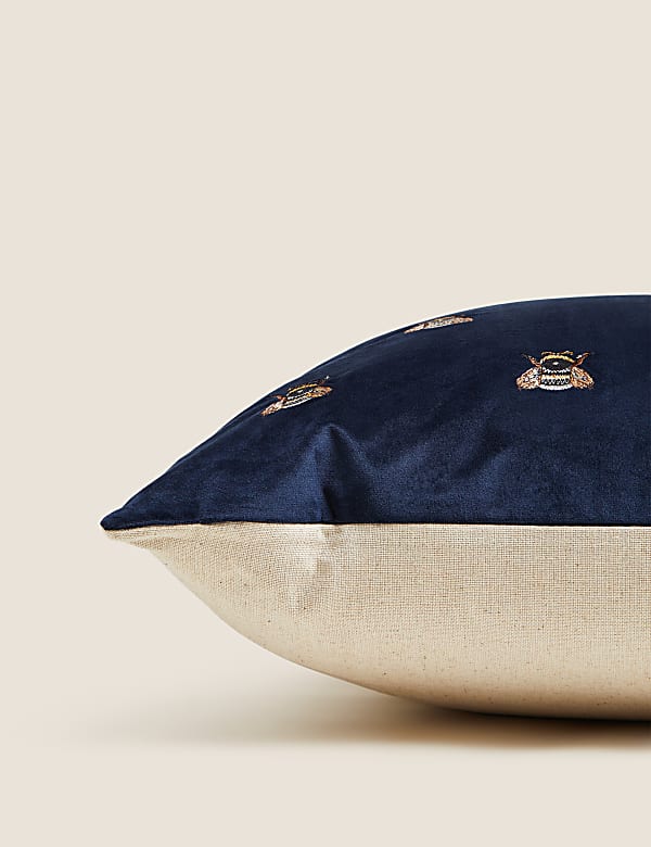 Velvet Bee Embroidered Cushion - US