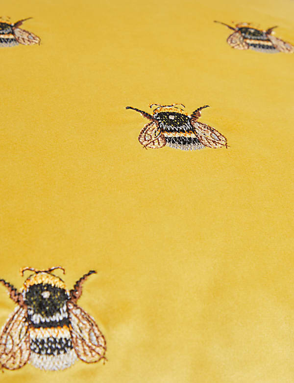 Velvet Bee Embroidered Cushion