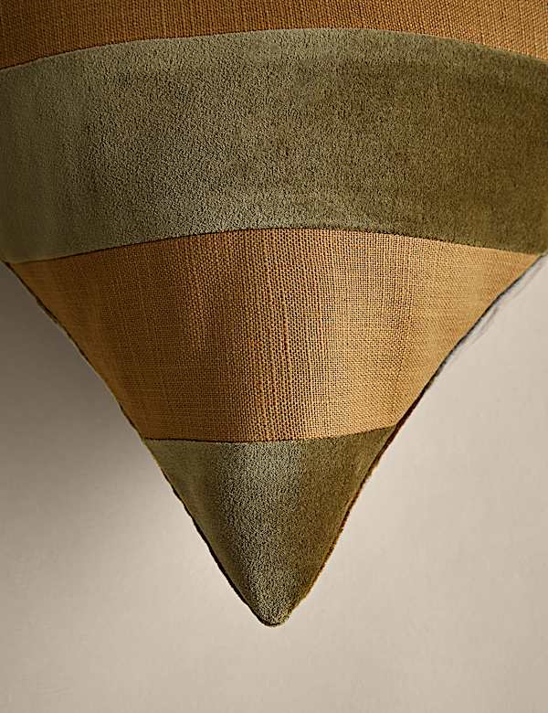 Pure Cotton Velvet Diagonal Stripe Cushion - US