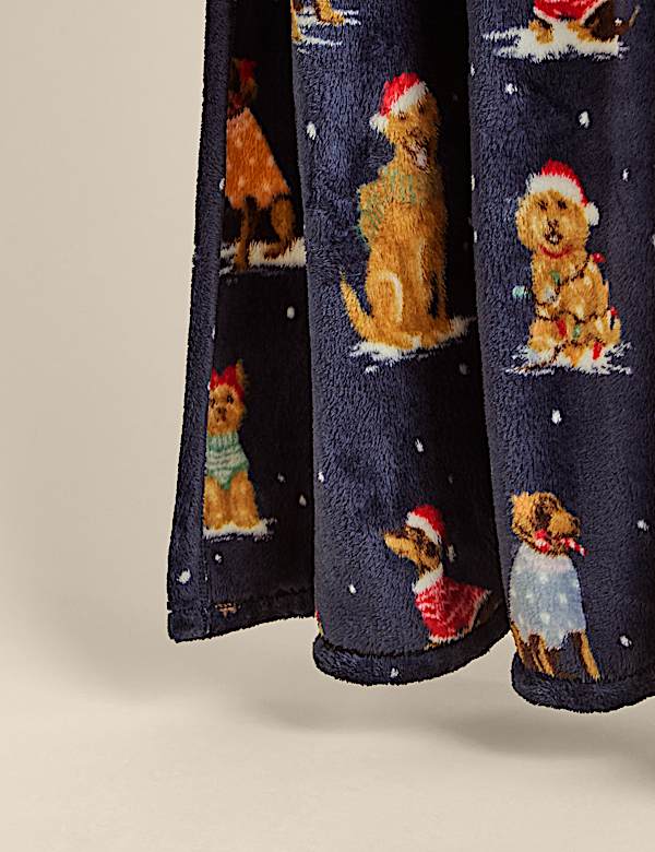 Soft Fleece Dog Print Throw - KR