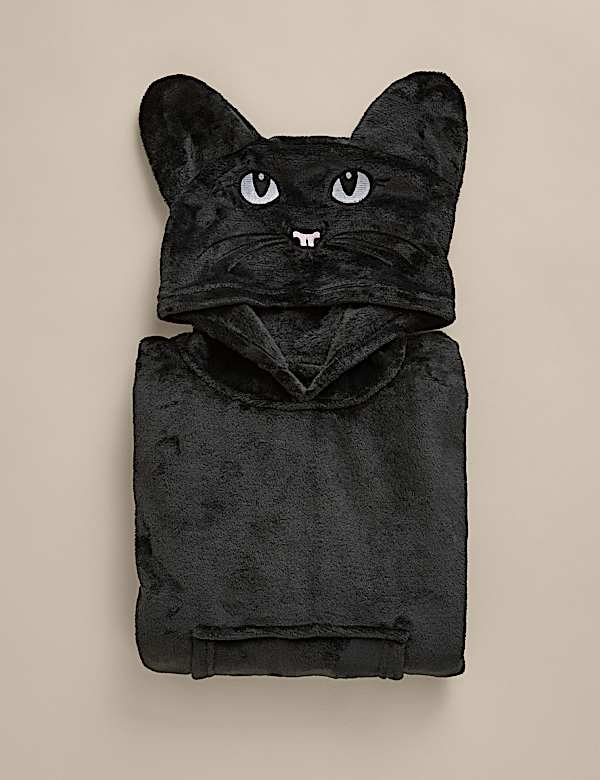 Kapuzen-Kuscheldecke mit Katzenmotiv - AT