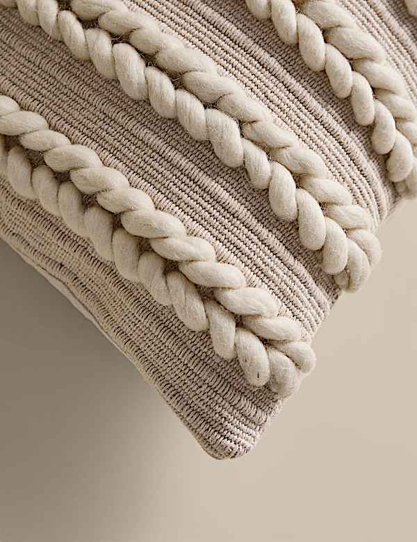 Cotton with Wool Plait Cushion - AU