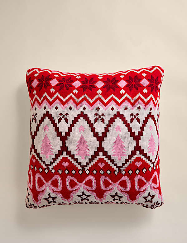 Knitted Christmas Fair Isle Cushion - ES