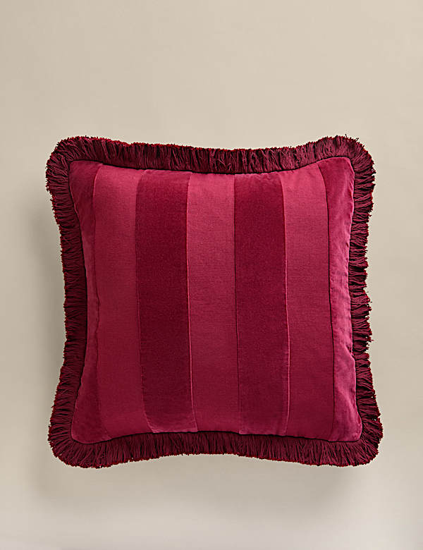 Pure Cotton Striped Frill Cushion - DE