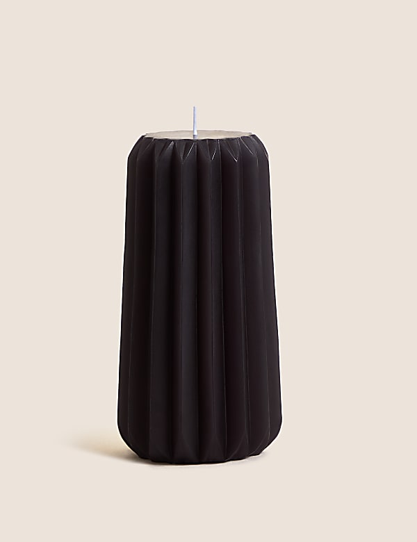 Ridged Unscented Pillar Candle - GR