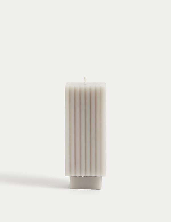 Square Ridged Pillar Candle - FI