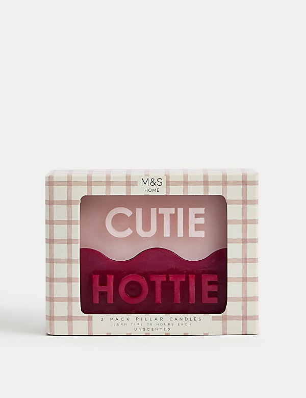 Set of 2 Hottie & Cutie Pillar Candles - RO