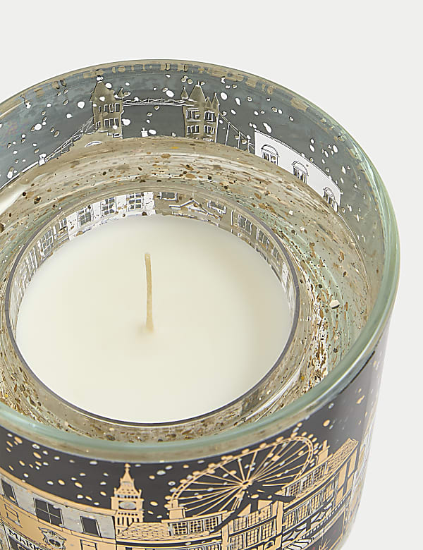 Bougie lumineuse à motif maison de ville de Noël - CA