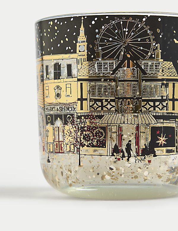 Bougie lumineuse à motif maison de ville de Noël - CA