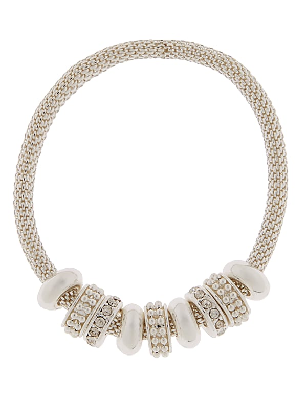 Silver Plated Ring & Mesh Stretch Bracelet - HK