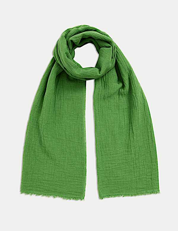 Linen Blend Fringed Scarf