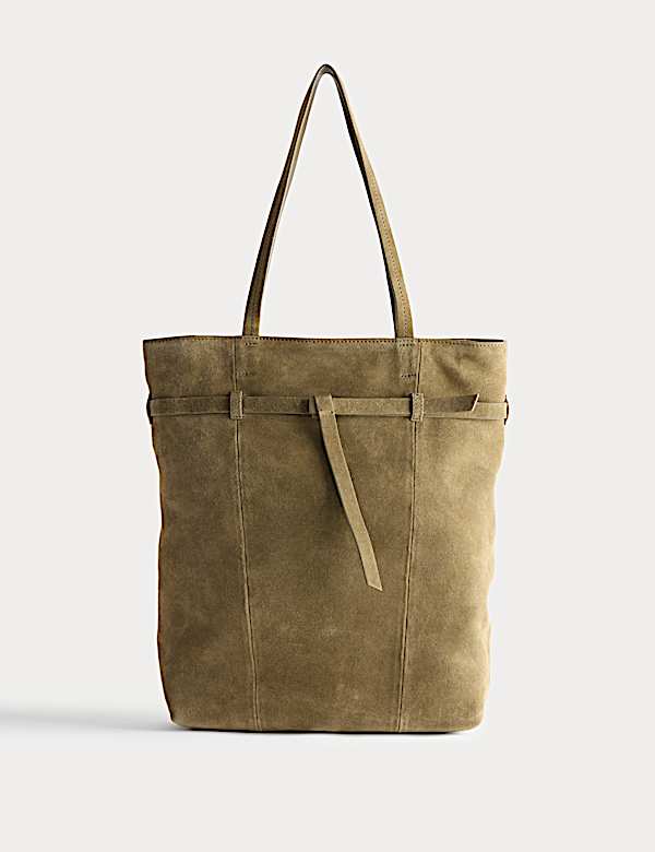 Suede Belted Tote Bag - BN