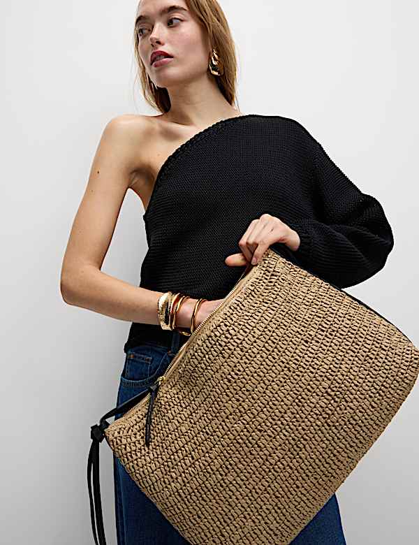 Sac à bandoulière souple en paille - CH