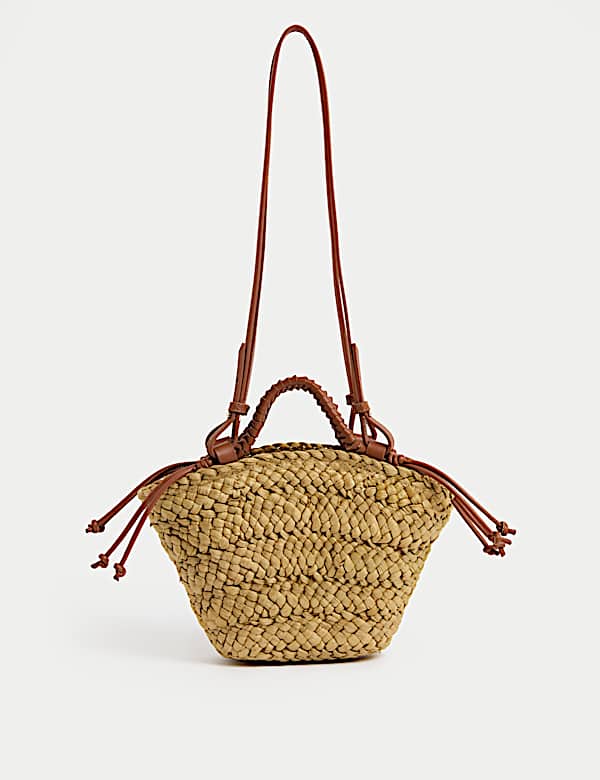 Kleine schoudertas in mandstijl van geweven riet - BE