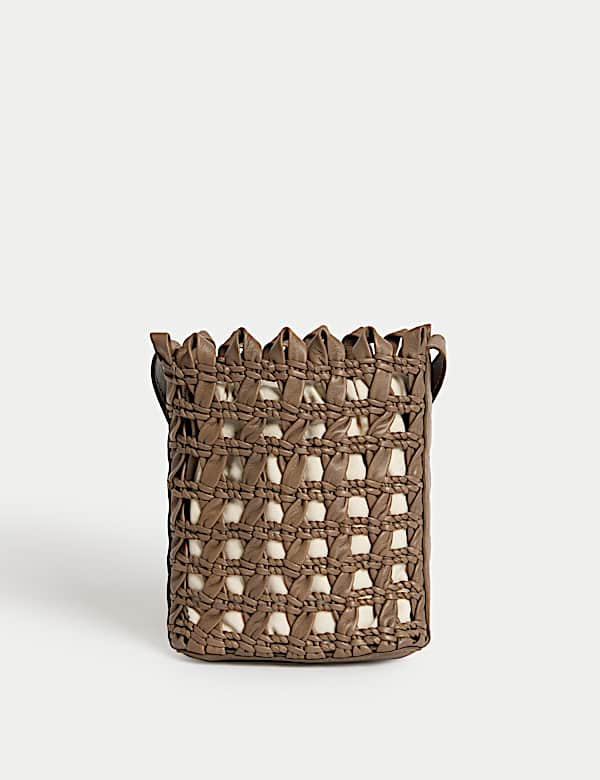 Besace 100 % cuir &agrave; motif tress&eacute; - BE