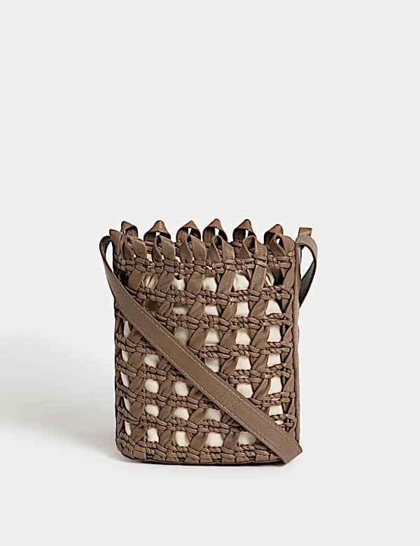 Pure Leather Woven Cross Body Bag - TW