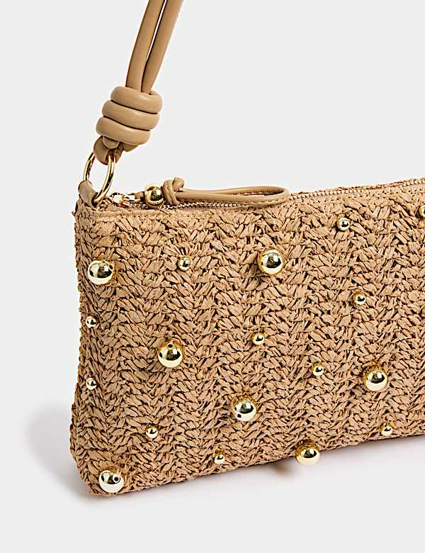 Straw Beaded Shoulder Bag - BE