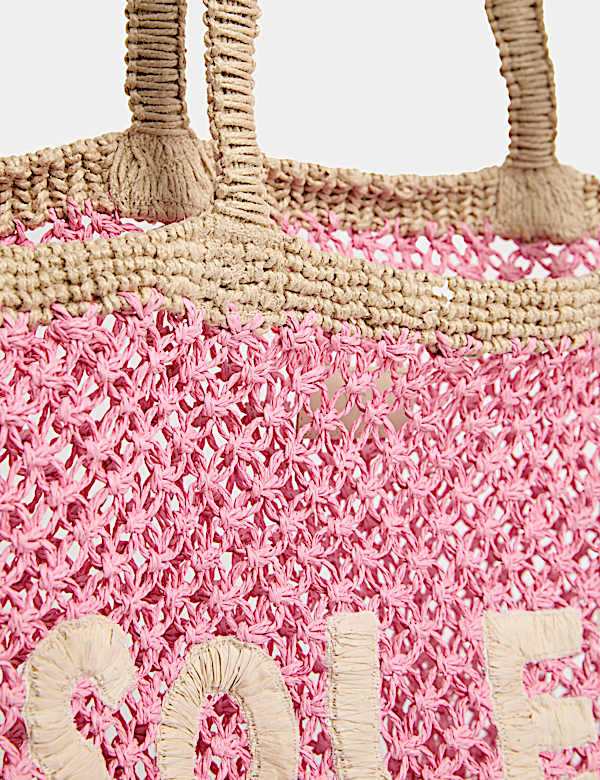 Plážová taška s uchy Macramé ze slámy a juty - CZ