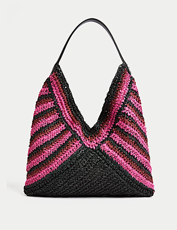 Straw Striped Shoulder Bag - GR