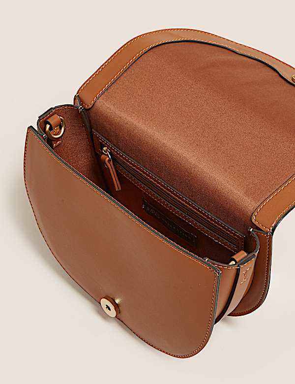 Faux Leather Saddle Cross Body Bag