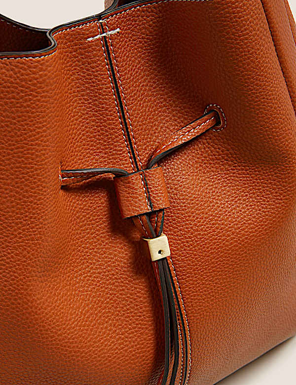 Faux Leather Drawstring Tote Bag