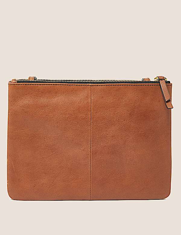 Leather Double Zip Cross Body Bag