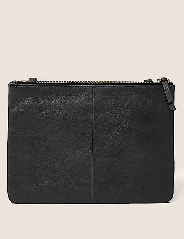 Leather Double Zip Cross Body Bag