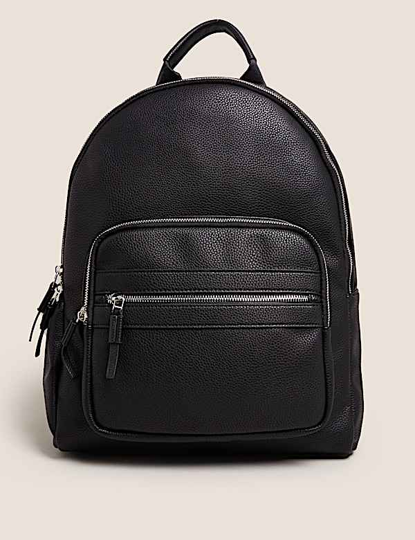 Faux Leather Zip Around Backpack