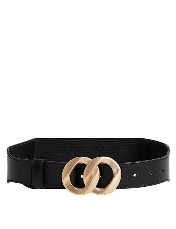 Leather Wide Feature Buckle Waist Belt