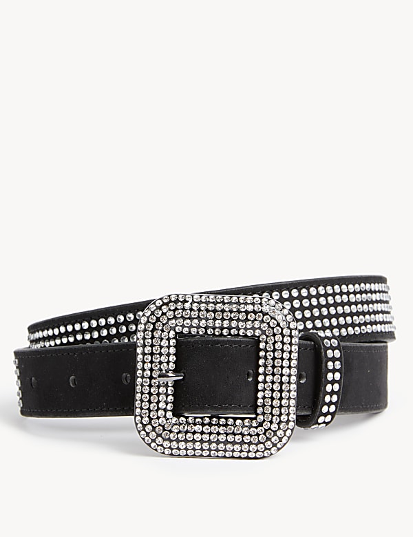 Faux Leather Crystal Jeans Belt