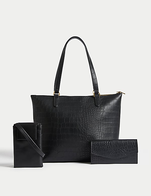 Faux Leather Croc Effect Tote Bag
