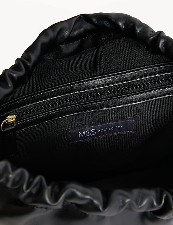 Faux Leather Drawstring Shoulder Bag