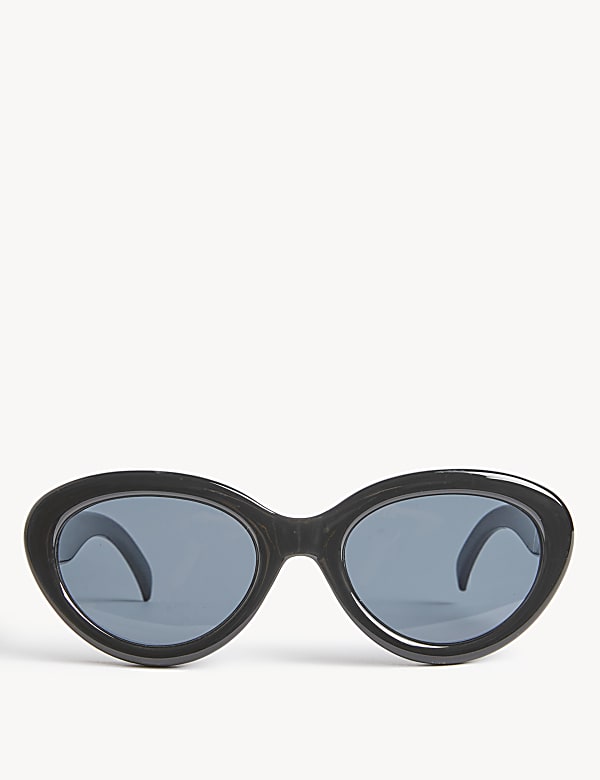 Oval Cat Eye Sunglasses WHITE Sunglasses M S IL