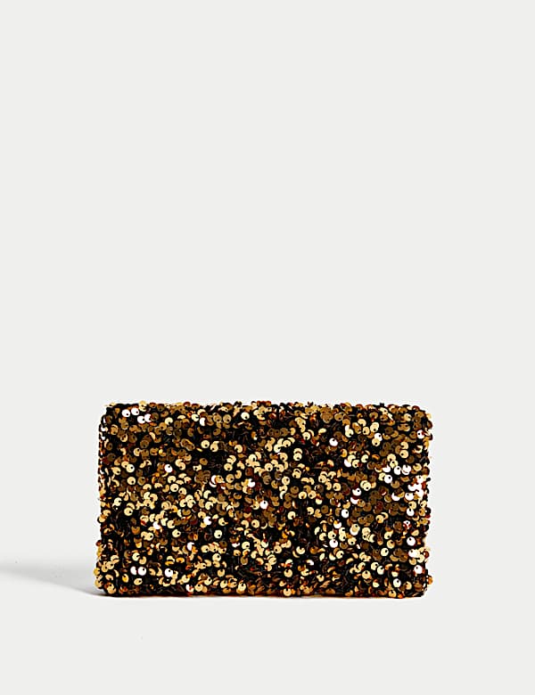 Sequin Chain Clutch Strap Bag