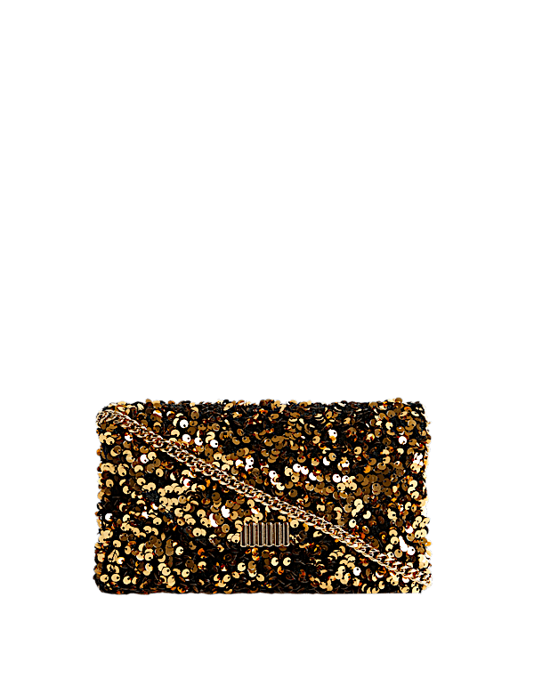 Sequin Chain Clutch Strap Bag