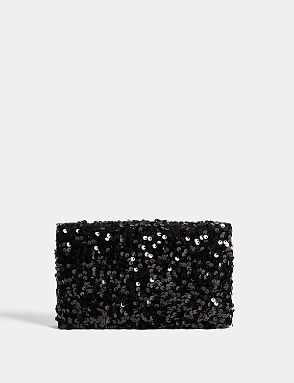 Sequin Chain Clutch Strap Bag