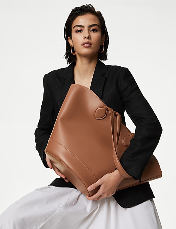 Faux Leather Tote Bag TAN Bags M S UA