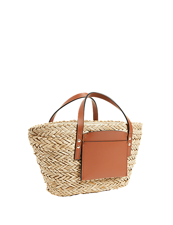 Straw Drawstring Tote Bag
