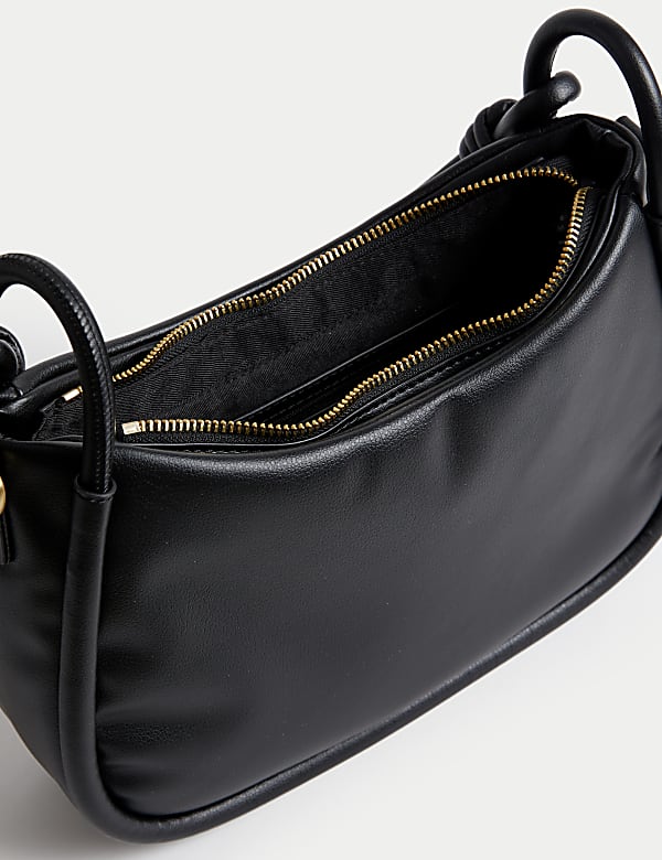 Faux Leather Top Handle Grab Bag