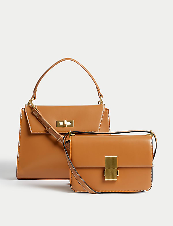 Faux Leather Top Handle Tote Bag