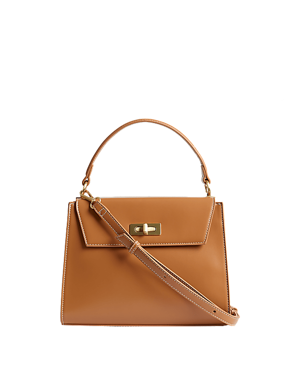 Faux Leather Top Handle Tote Bag